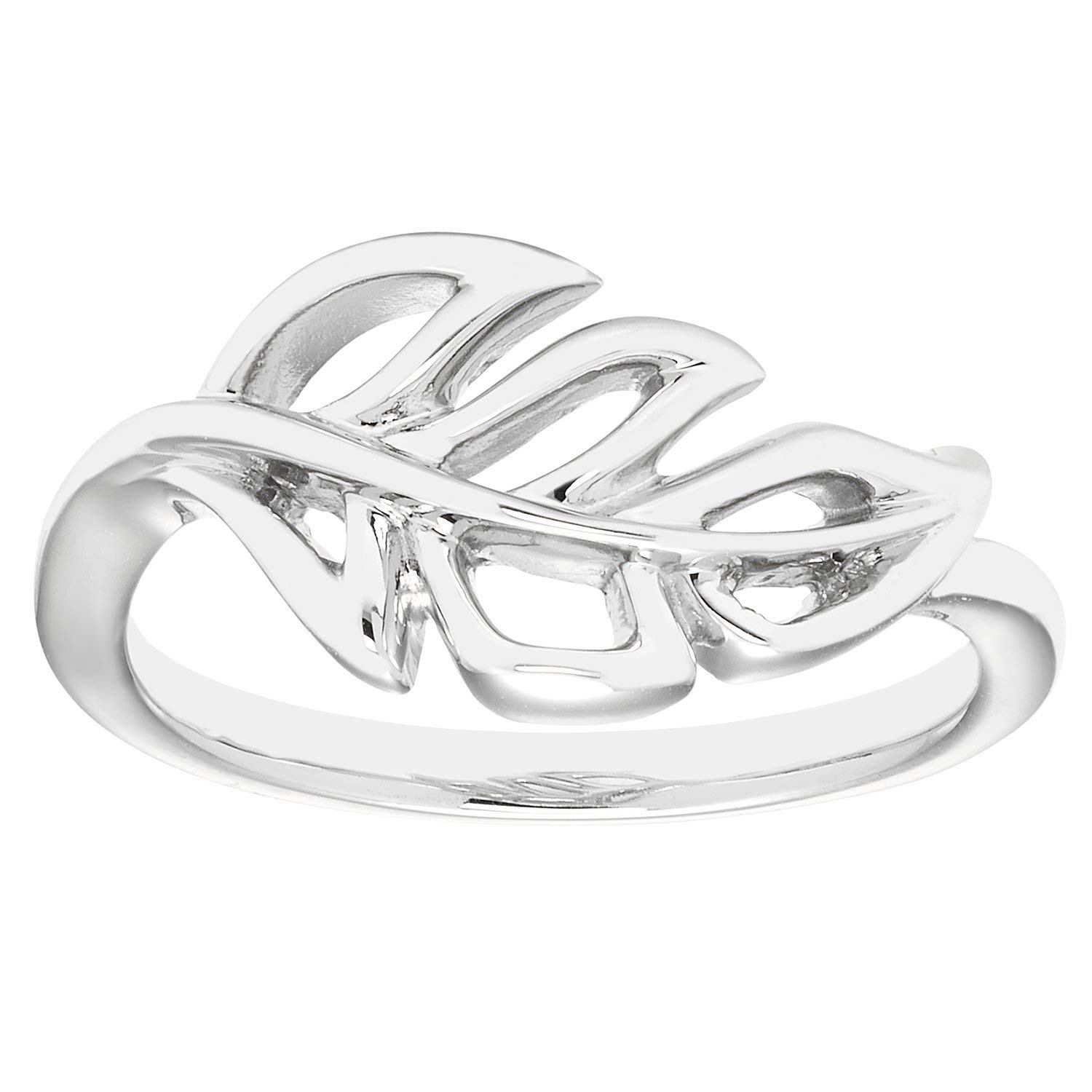 925 Sterling Silver Open Leaf Ring