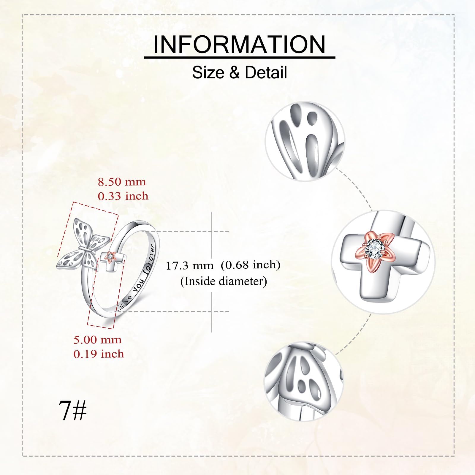 ONEFINITY Anello a forma di farfalla, in argento Sterling 925, con farfalla, regolabile, per donne, Nessuna pietra preziosa