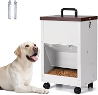 MOGOULUA 30 lb automata kutyatápláló kerékkel rozsdamentes acél nagytestű kutyáknak akasztható eledeladagoló tartállyal 1
