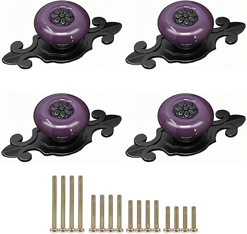 Miniatura 7 de Paquete de 8 pomos y tiradores de cerámica vintage 2 en 1 para armarios de cajones, muebles del hogar, gabinete, aparador, armario, papelera,