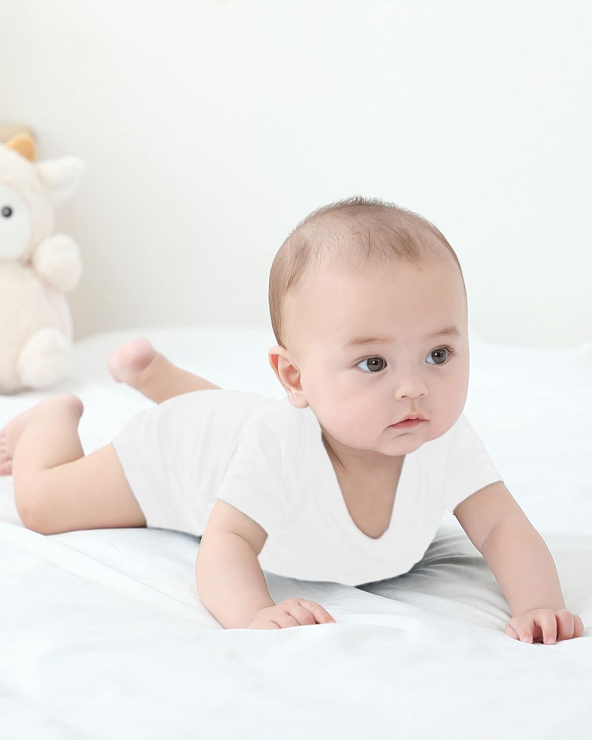 GUISBY Baby Short Sleeve Bodysuits, Rayon Summer Newborn Infant Boys Girls 0-24 Months - Image 5