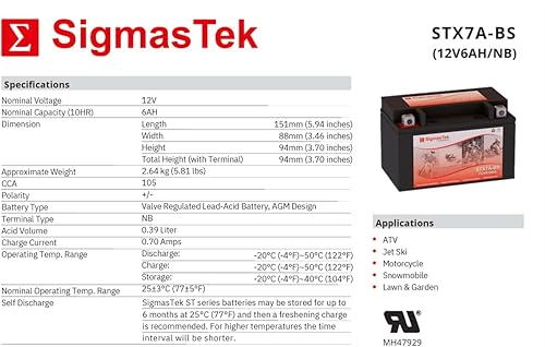 Batería de motocicleta GTX7A-BS (reemplazo)
