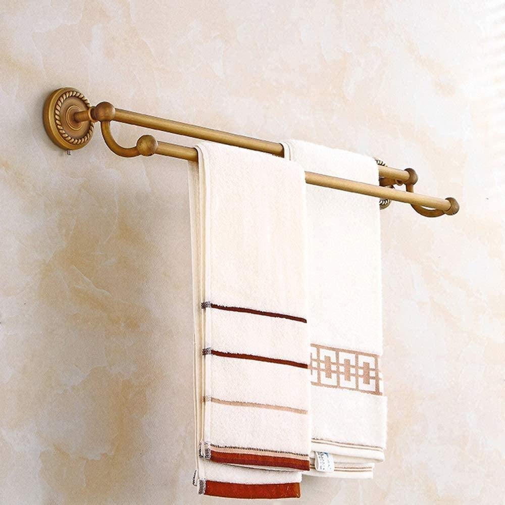 Stendino Portasciugamani - Portasciugamani doppio bipolare Rame retrò/Asciugamani da bagno sospeso WC 61,4 * 13,5 cm Gancio a torre Anello a mano Decorazione Comfortable anniversary
