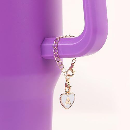Miniatura 2 de 2 piezas de cadena de letras redondas en forma de corazón para Stanley Cup, accesorios de cadena de letras con nombre personalizado para vaso Stanley