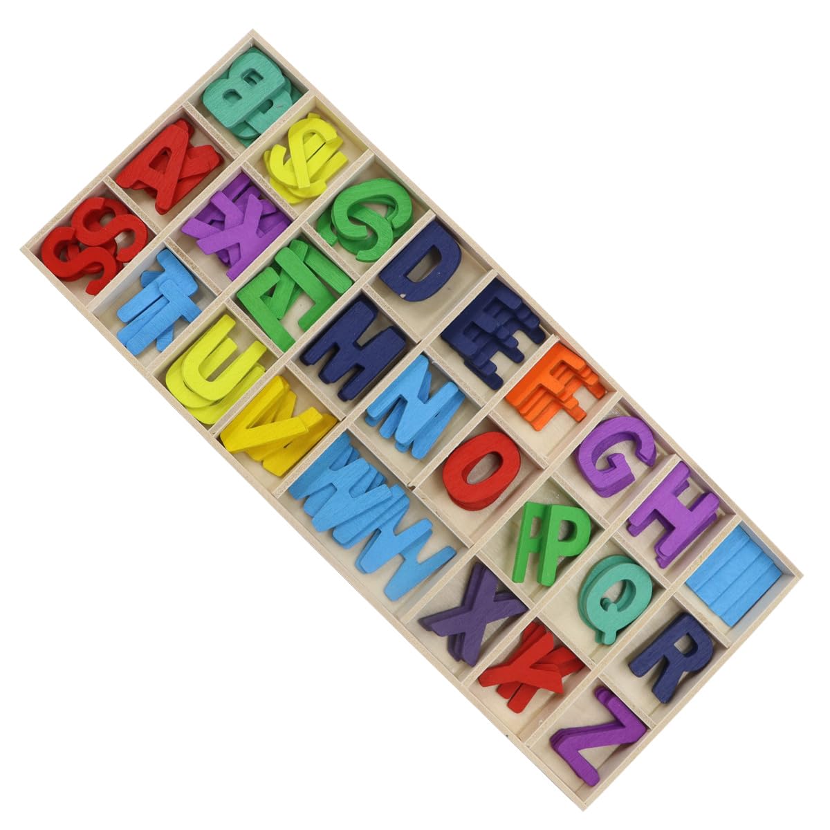 ANCLLO 130 pcs Wooden Letters, Craft Wooden Letters, A-Z, for DIY Crafts and Education, Multicolor, 10*10*5cm