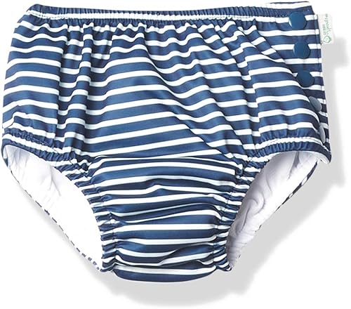 i play by green sprouts - Pañal de natación reutilizable para niños y bebés Pañal de natación reutilizable 24 meses Azul marinoRayas