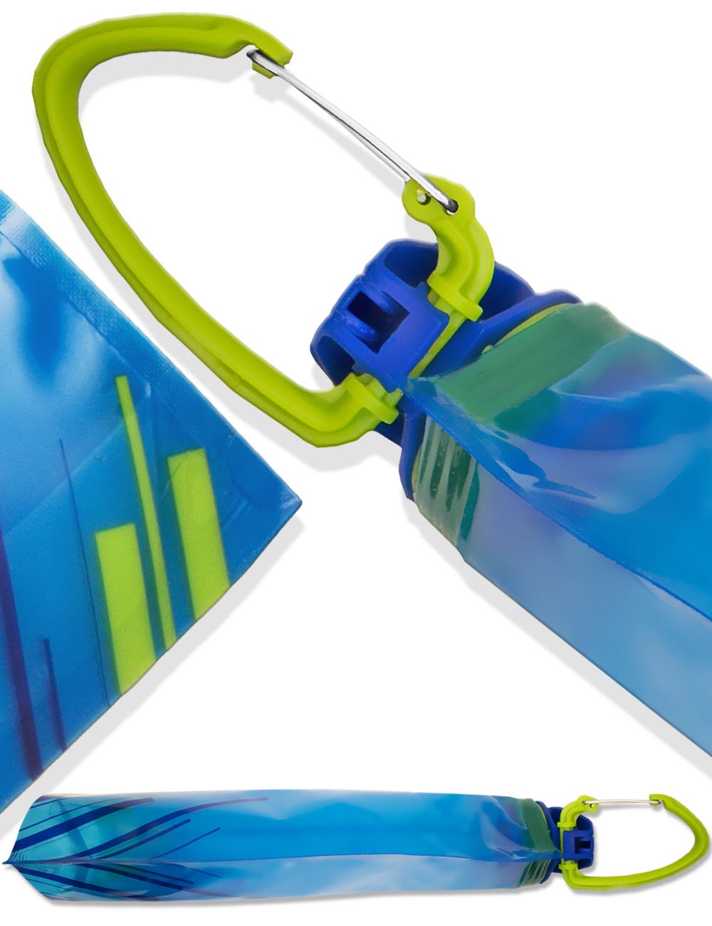 VIEVRE Lot De 2 Gourdes Pliables De 500 Ml, Réutilisables, Avec Mousqueton, Pour La Randonnée, Les Voyages, Les Aventures (violet Et Vert