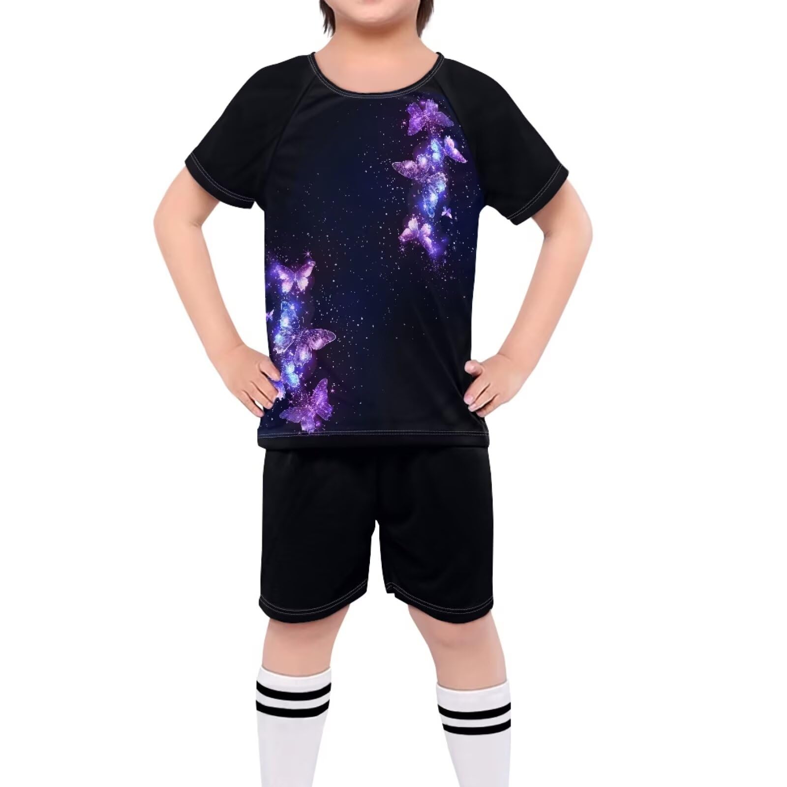 ORGYPET Butterfly Soccer Jersey for Kids Children's 2024 Trendy Football Suit Flexible Comfy Youth Soccer Jersey Soccer Uniforms for Boys Classic Active Wear for Unique Style, L