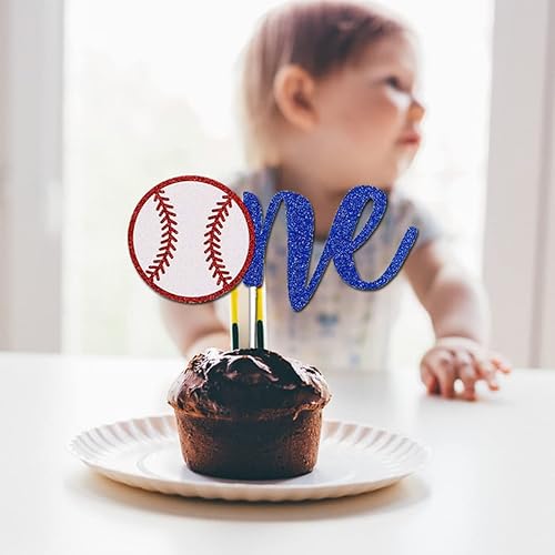 Miniatura 7 de Decoración para tartas de béisbol con purpurina, decoración de pastel de primer cumpleaños, temática deportiva, temática de béisbol, suministros de