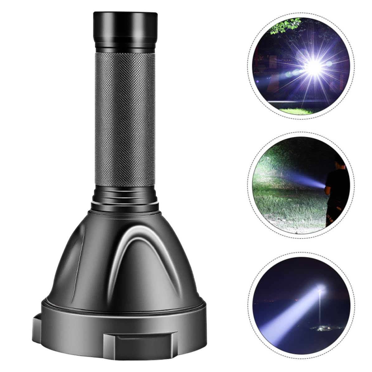 BETOOKY Torcia LED Portatile Nera 5000mah in Lega di Alluminio Lente Convessa e Resistente Agli Urti per Campeggio e Attività All'aperto