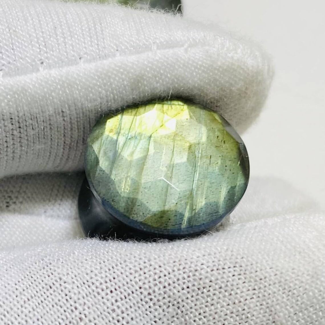 Uni Craft Body Jewelry Naga Multiflash Labradorite Gemstone Ear Plugs (Pair) Hexagon Cut Faceted Gauges Plugs for Earlobe (8g-54mm)