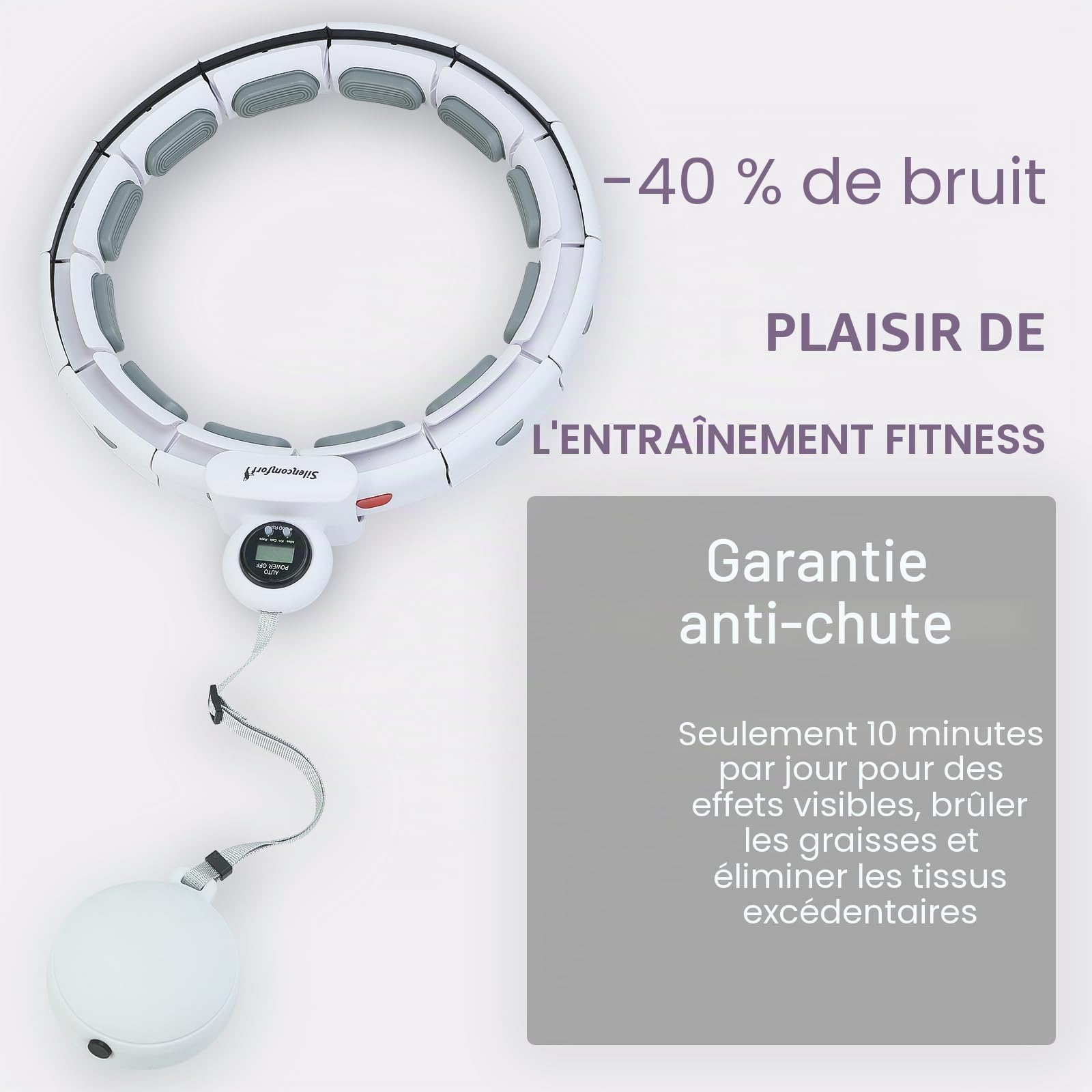 Hula Hoop Fitness, Calme Cerceau Hula Hoop, Minceur Intelligent Hoola Hoops avec Compteur, 16 Segments, pour Débutants, Adulte Perte de Poids