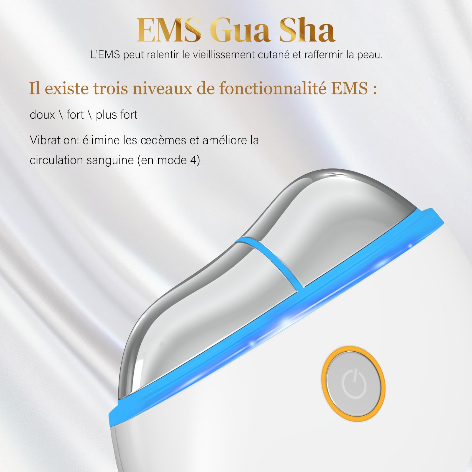 Appareil Massage Visage, Unegnel Gua Sha Electrique 4 Modes avec LED Rouge Lumière Bleu Vert, EMS 3 Niveaux D'Intensité avec Vibration Chaleur Appareil Anti Rides Visage
