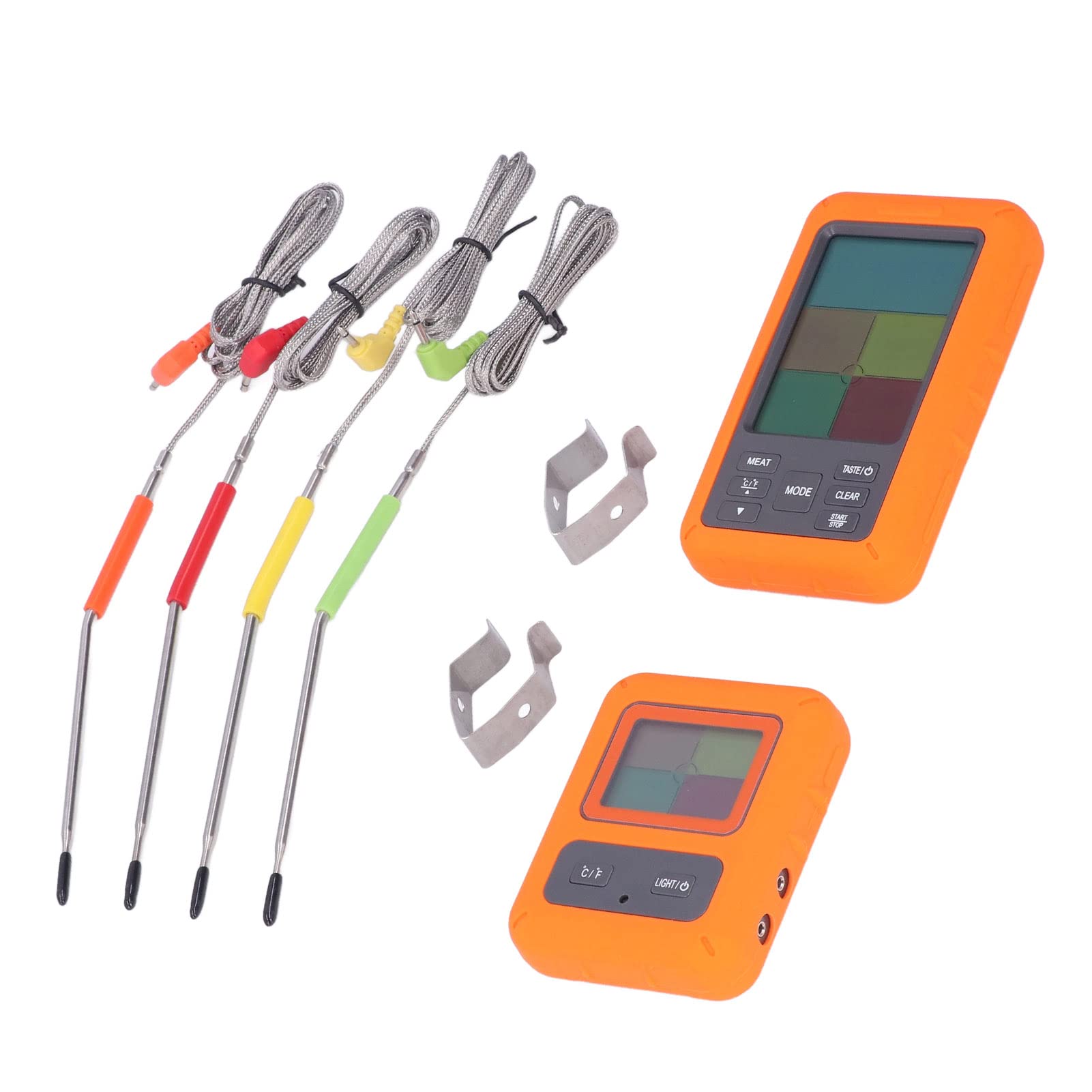 Termometro Per Carne Wireless, Termometro Digitale Per Barbecue Con 4 Sonde, Display LCD Retroilluminato, Funzione Allarme, 9 Impostazioni Carne Preimpostate USDA, Per Cottura