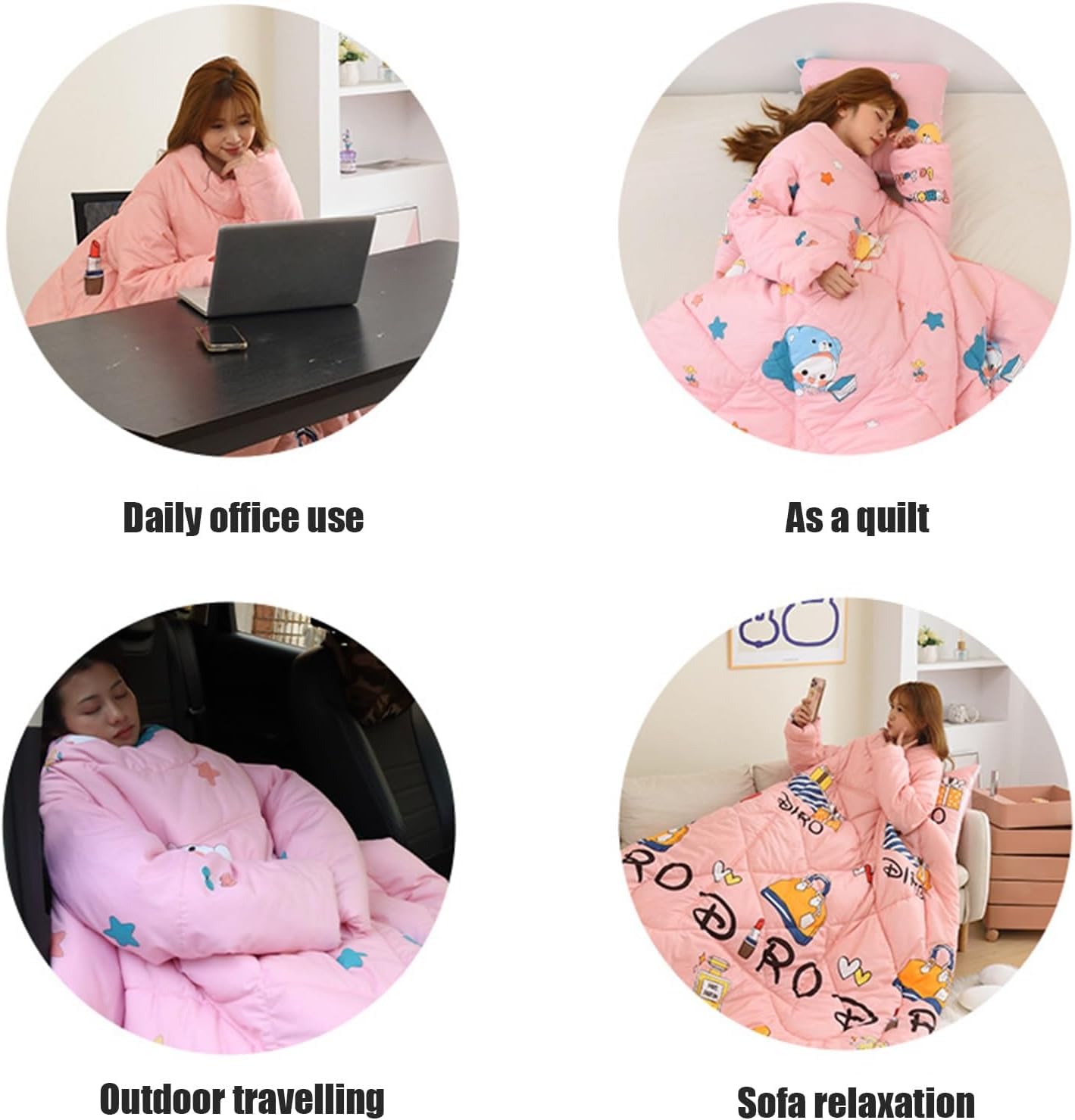 Manta con mangas, colcha gruesa y cálida para otoño e invierno, multifuncional como manta de oficina para coche, se pliega en almohada