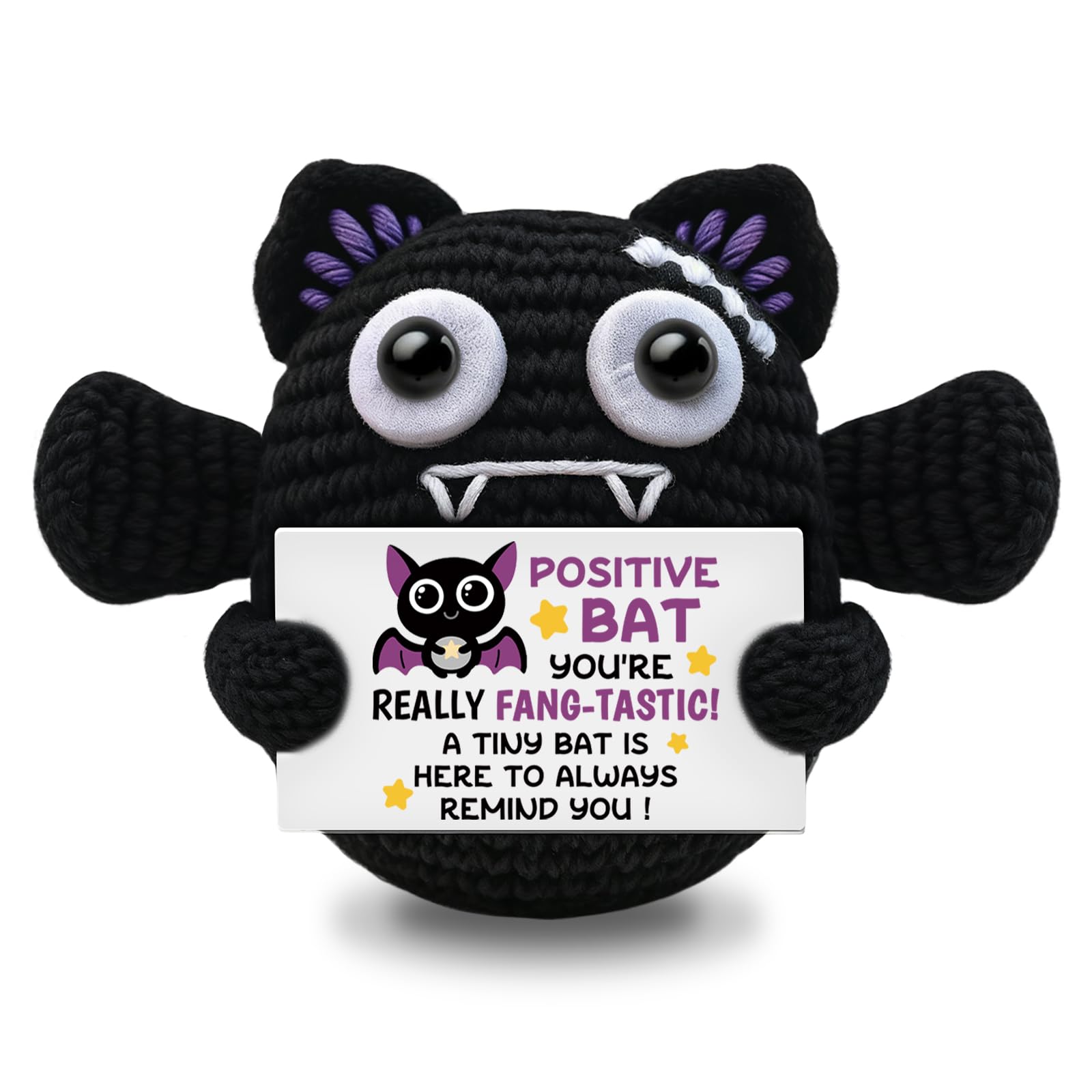 Handmade Positive Crochet Bat Doll Birthday Gifts for Women Men Friends Couples Unique Gifts for Her Him Inspirational Cute Desk Emotional Crochet Room Decor for Women