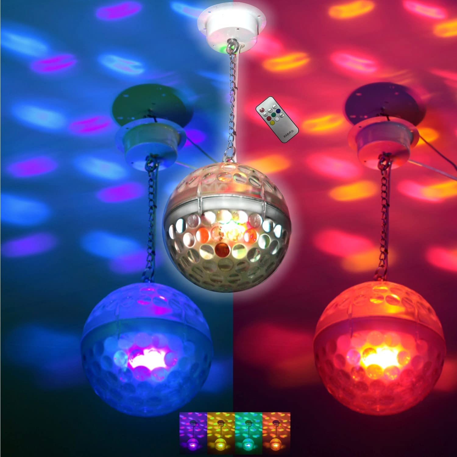 Ibiza Sound - Pack Karaoké Enceinte Portable Bluetooth sans Fil KARAHOME-WH 120W USB SD 2 micros - Boule Disco LEDs RGB Astro-BALL8 Enfant