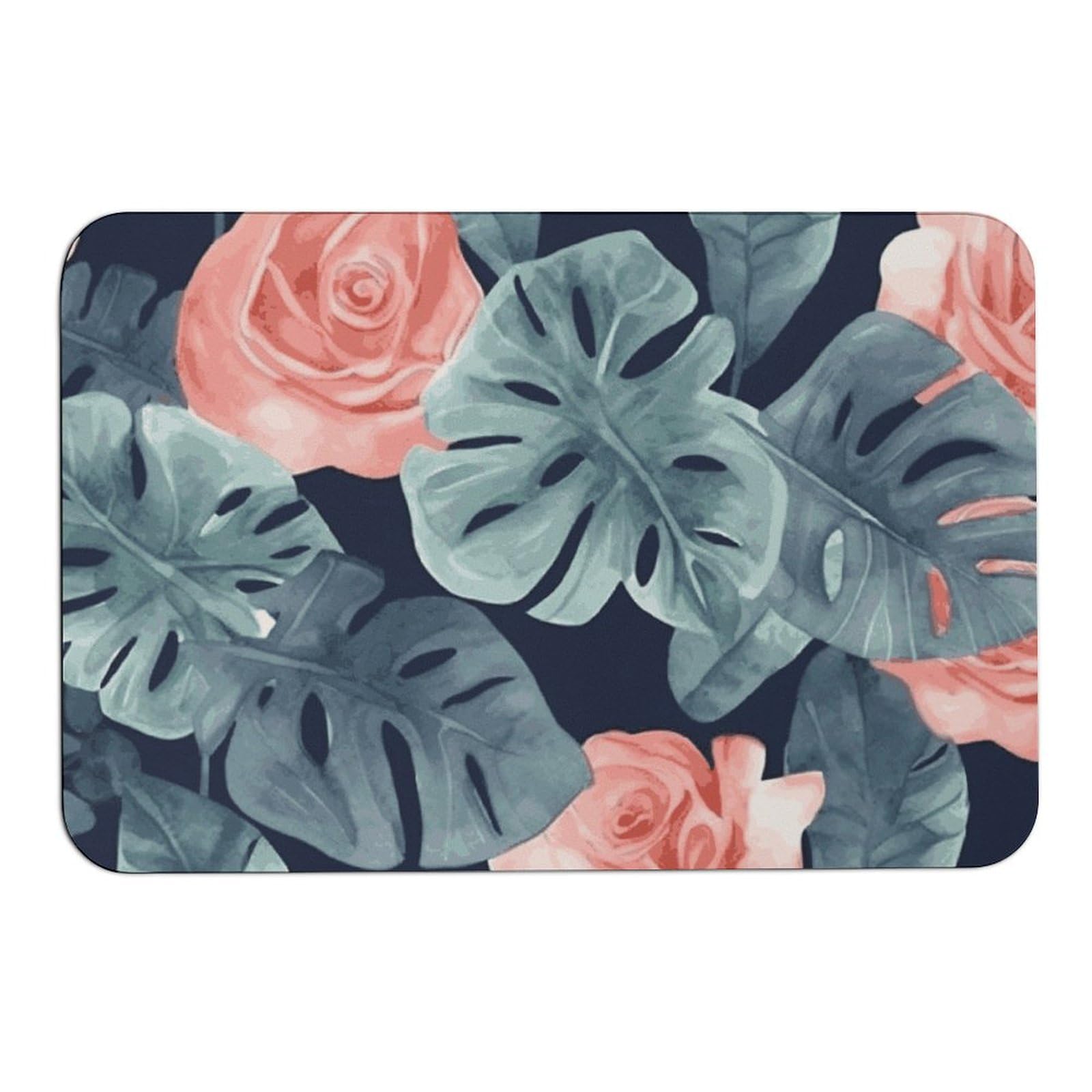 Tapis absorbant l'eau pour entrée et extérieur Monstera aquarelle