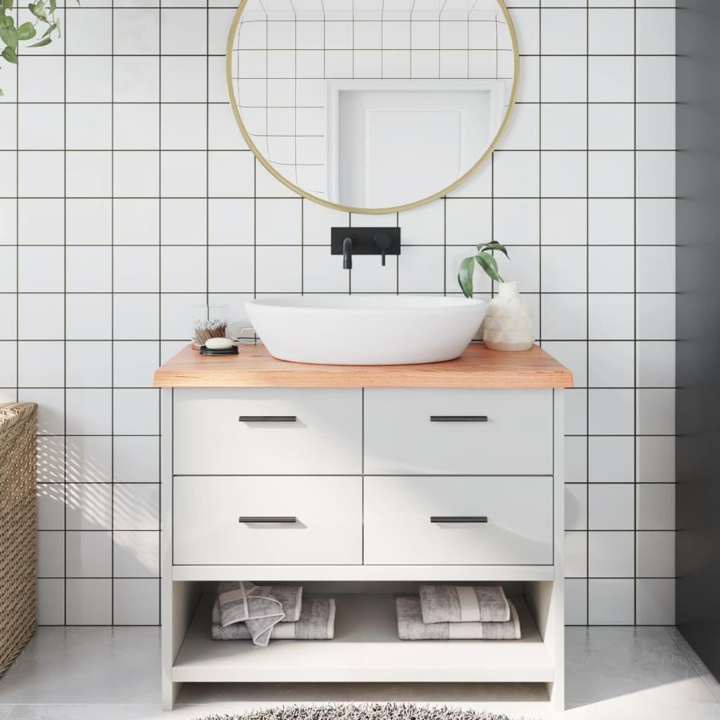 Building Materials Bathroom Countertop Light Brown 100x60x(2-4) cm Treated Solid Wood Worktops