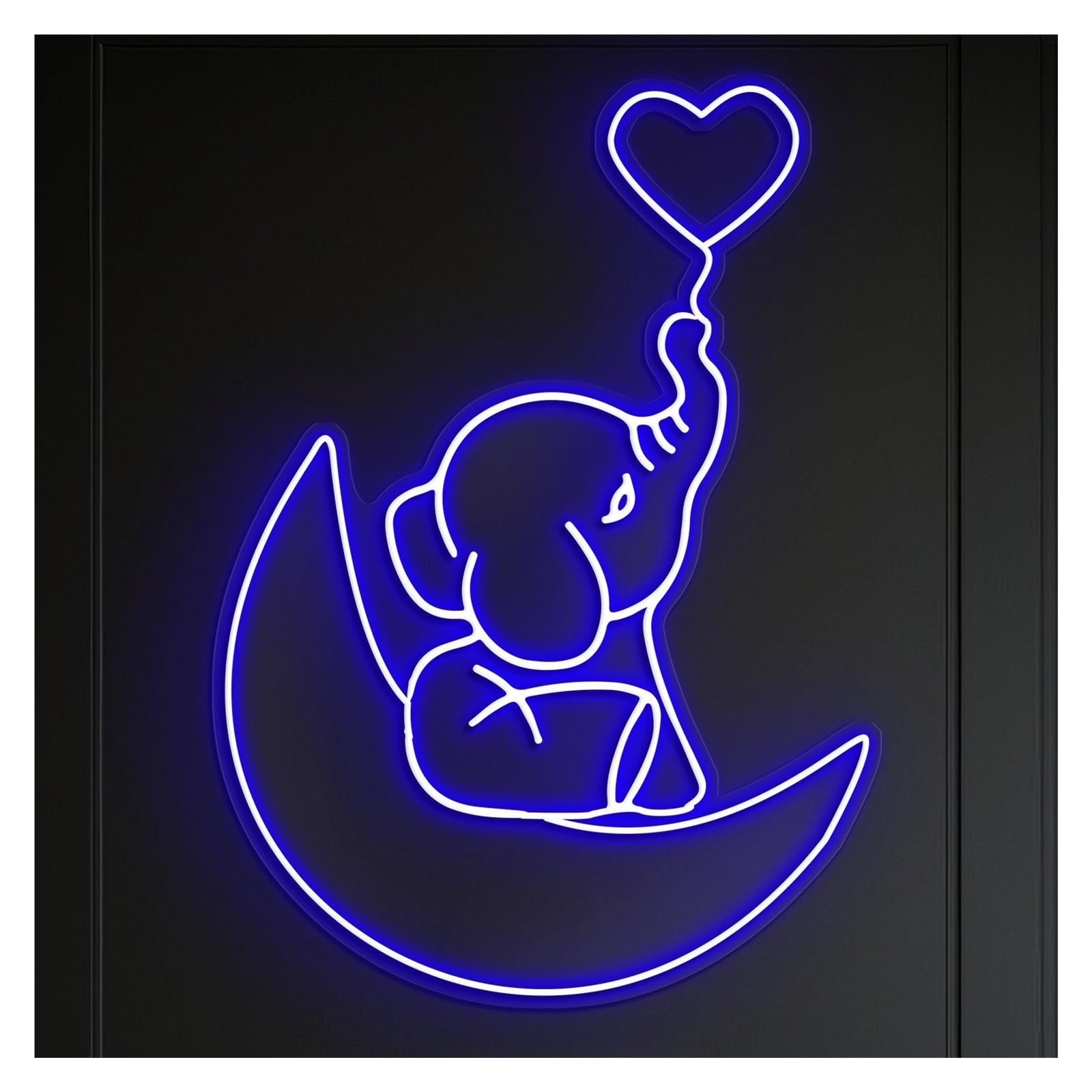 RONGCH Hanging Art Neon Signs Elephant Moon Neon Sign, Suitable for Cafe Bedroom Decor with Brightness Adjustable 58cm(E)