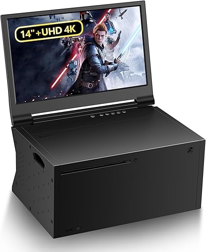 G-STORY Monitor portátil de 14 pulgadas para Xbox Series X 4K, monitor de juegos portátil IPS para Xbox Series X (no incluido) con dos HDMI, HDR,