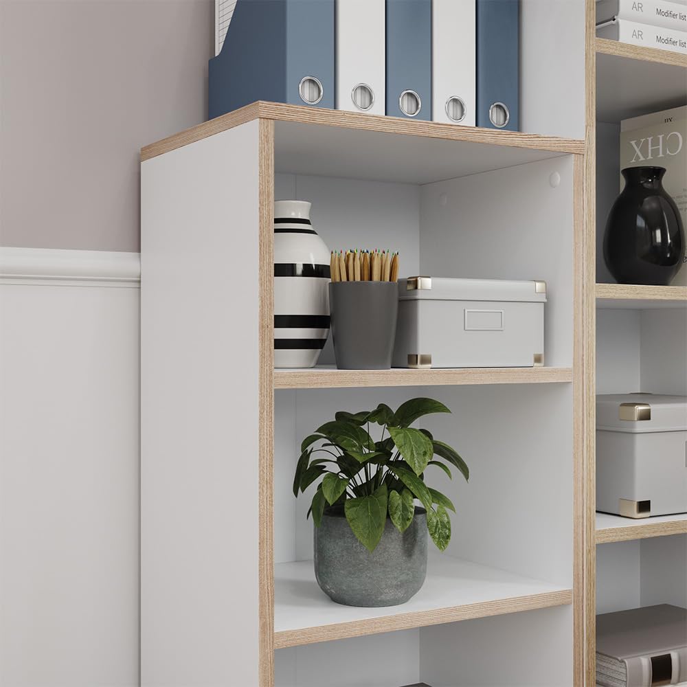 Vicco Bibliothèque Tetrix, Blanc, 40x100cm avec 4 Compartiments, Convient pour Le Rangement de Livres et d’Objets de décoration