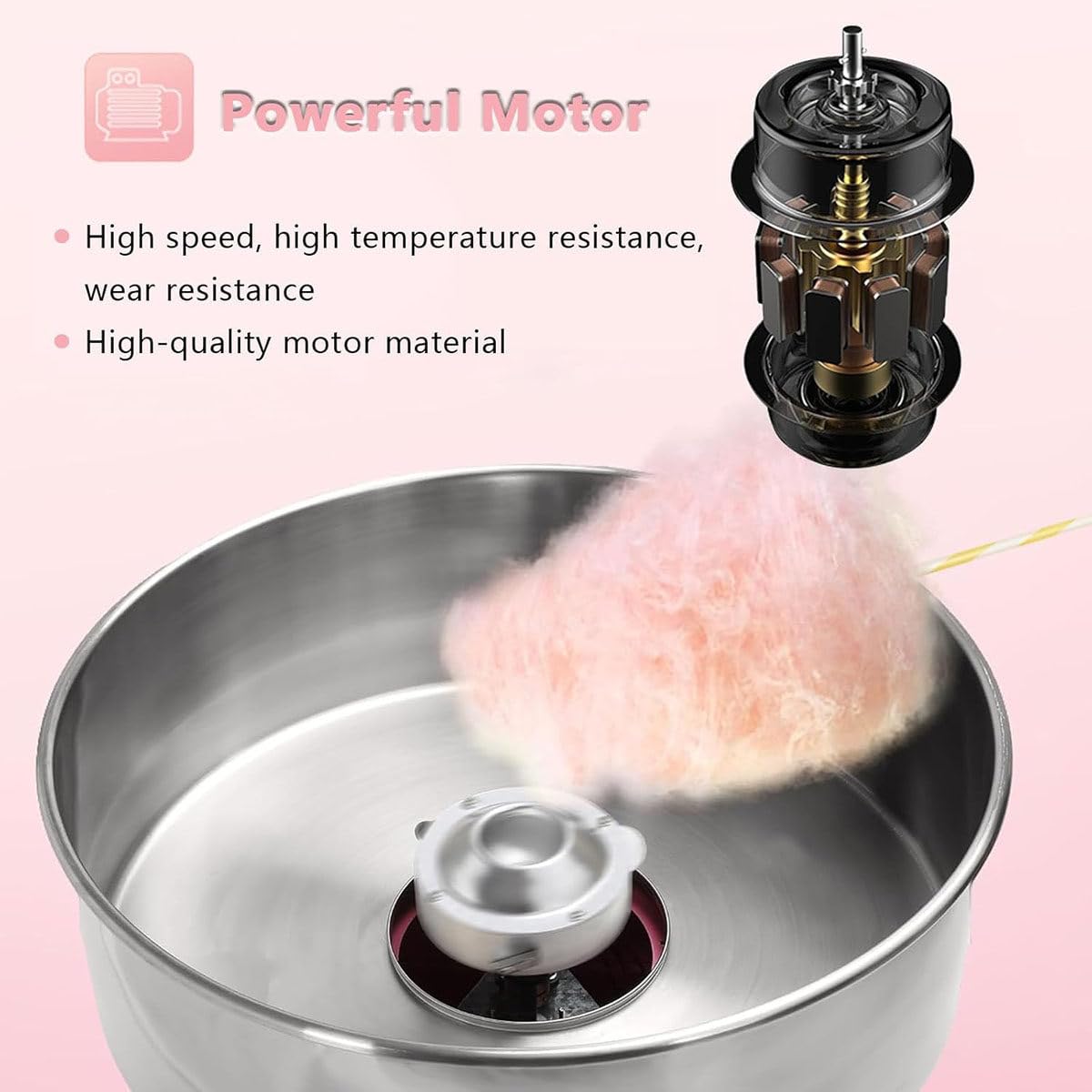 Fabricante de algodón de azúcar, máquina eléctrica de algodón de azúcar, máquina de algodón de azúcar Dulce, para Fiestas de cumpleaños Hace algodón de azúcar rápido (Pink)