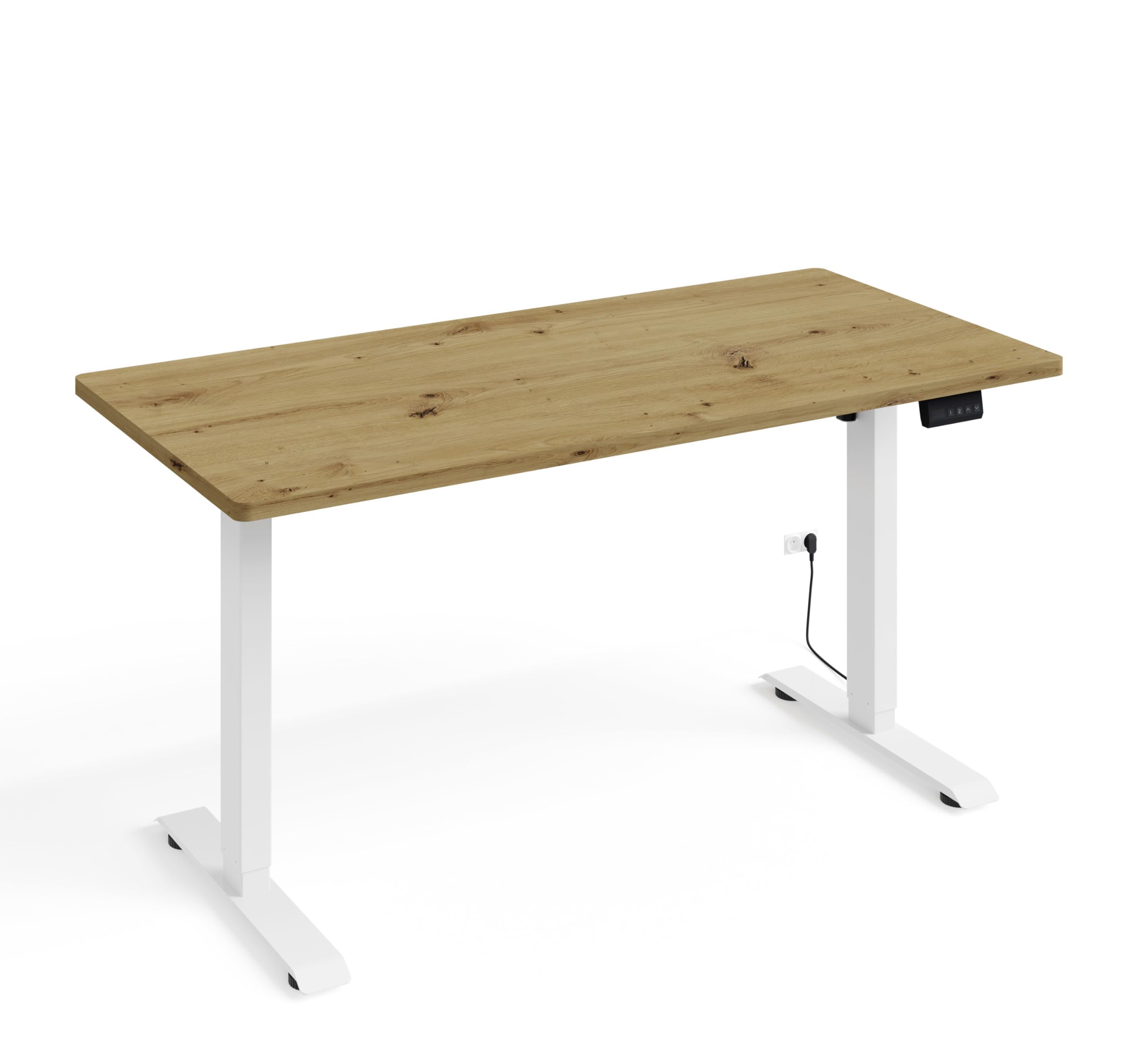 Homlando Elektrisch Schreibtisch, Bürotisch mit Automatikfahrt, Höhenverstellbar mit Höhenverstellung, Steh-Sitz Schreibtisch Home OfficeBIMotion 1S 140x70x3,2 cm Eiche Artisan/Weiß Gestell