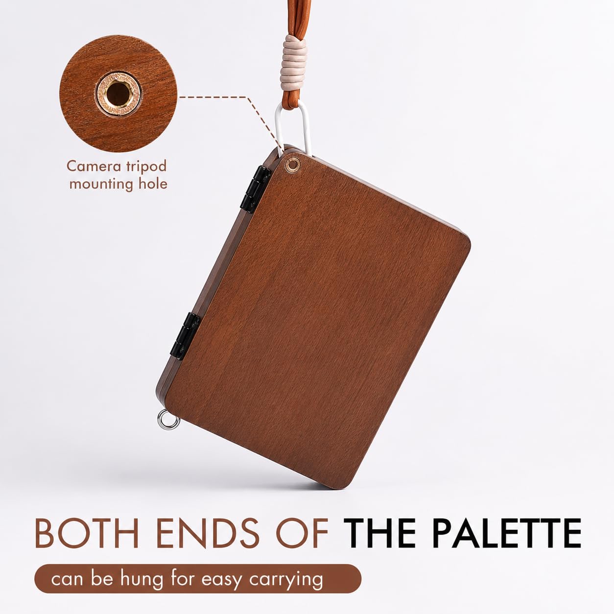 Palette aquarelle 24 puits, bois de noyer, pinceau et tasse