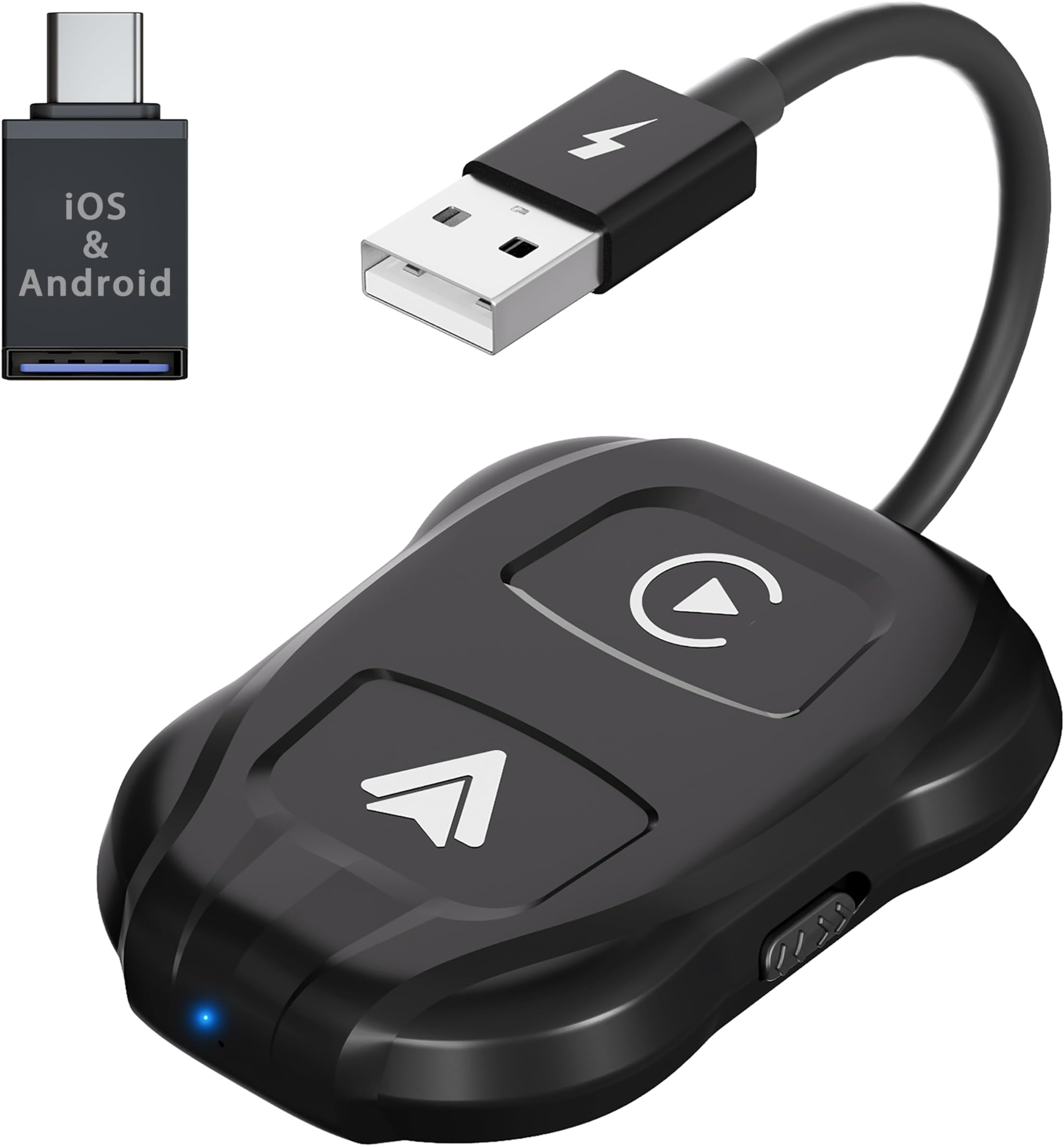 2024 Latest CarPlay and Android Car Wireless Adapter, 2 in 1 Wireless Carplay Android Car Adapter Convert Wired Carplay or Android Car to Wireless, Plug & Play, for iOS/Android