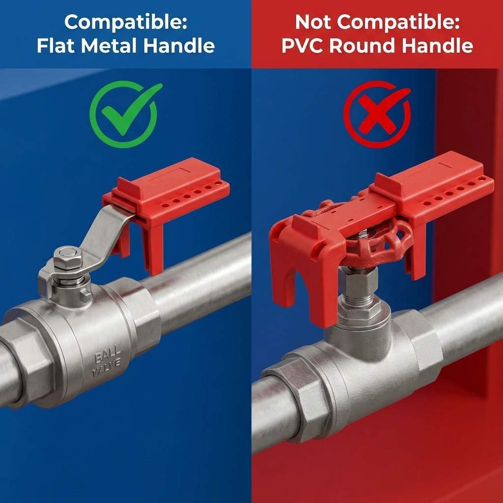 QWORK Ball Valve Lockout, Safety Lock, 1/2" - 2-1/2" Diameter, 2 Pack, Red