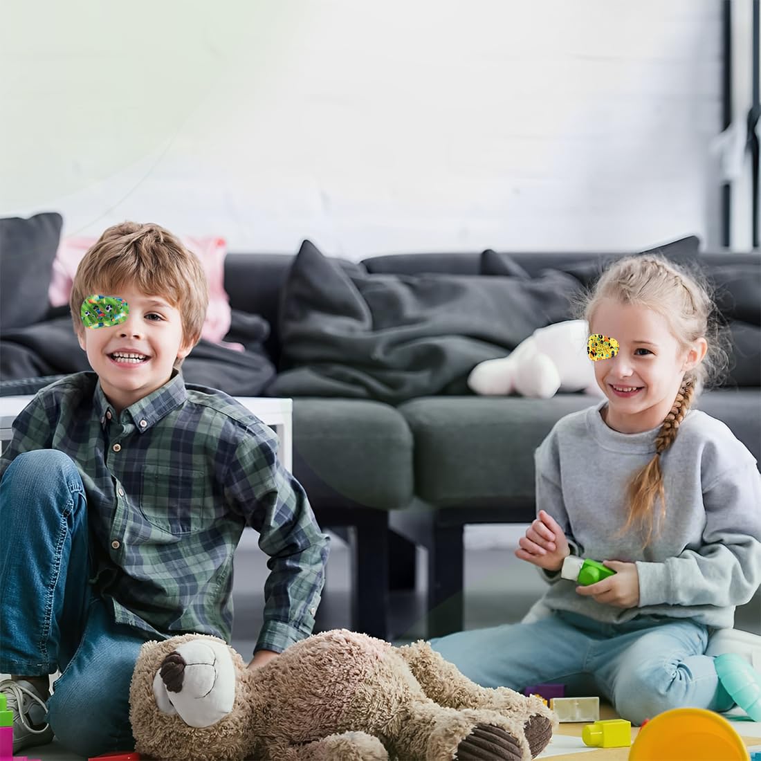 JEYORZY 9 Pezzi di Bende per Gli Occhi, Bende Oculari per Bambini, Benda Adesiva Sull'Occhio per Bambini Benda Adesiva in Cotone per Bloccare la Luce Estiva per Bambini (9 Stili)