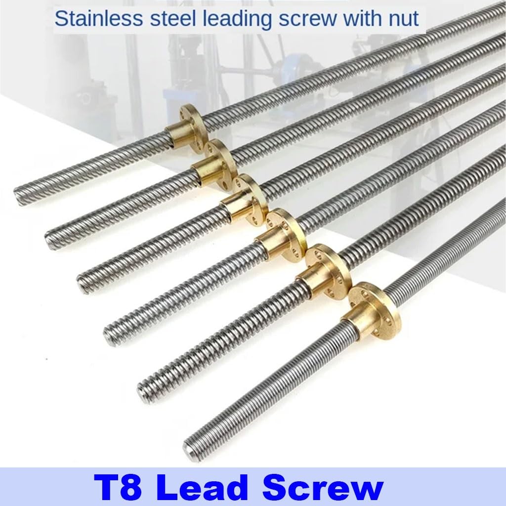 1 Stück T8 Leitspindel 8 mm Gewinde 1 mm 2 mm Blei 100–800 mm Trapezstange mit Kupfermutter