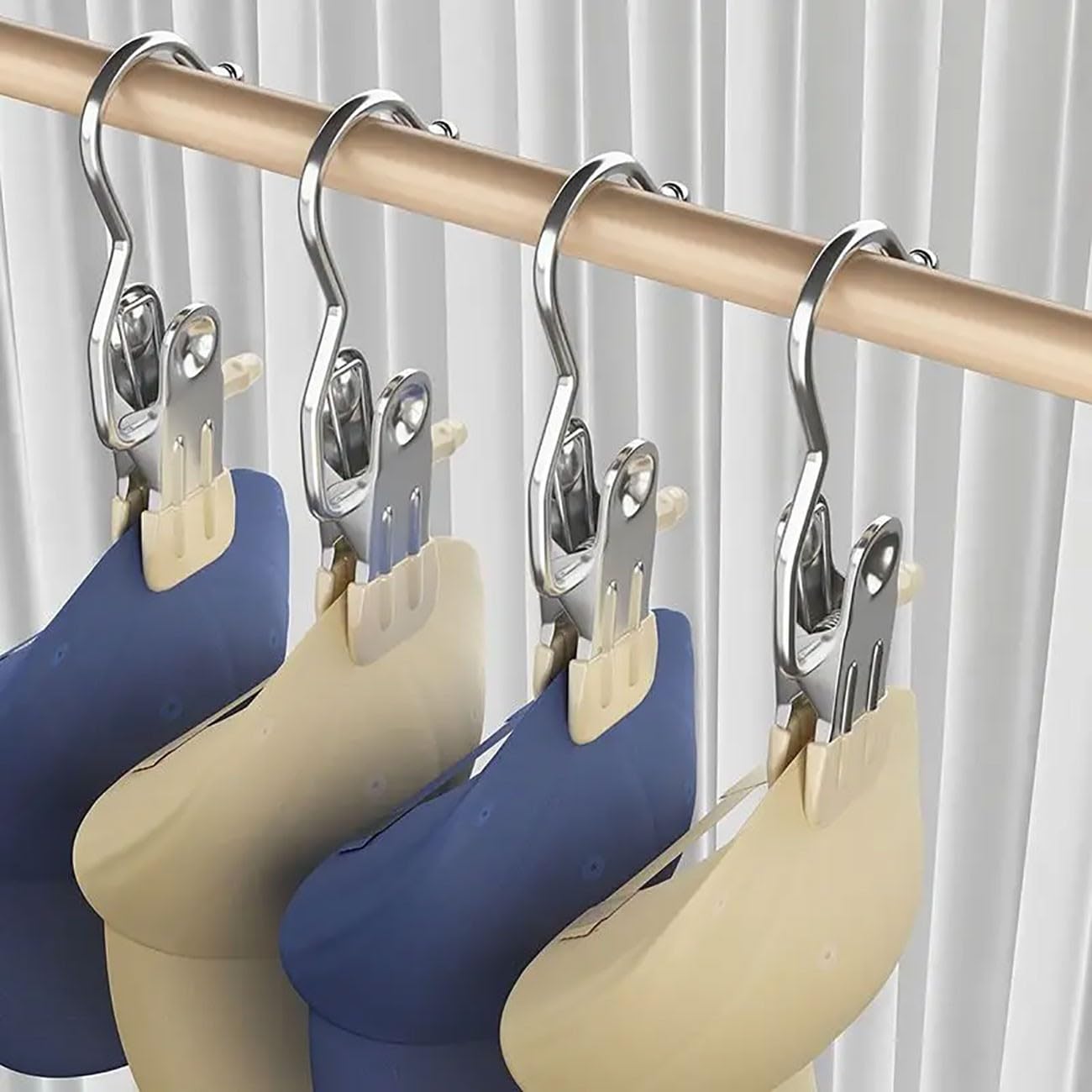 20 mollette portatili in acciaio inox – Mollette multiuso antiscivolo antivento per asciugatura lavanderia, armadio, pantaloni, ganci – durevoli e resistenti alla ruggine