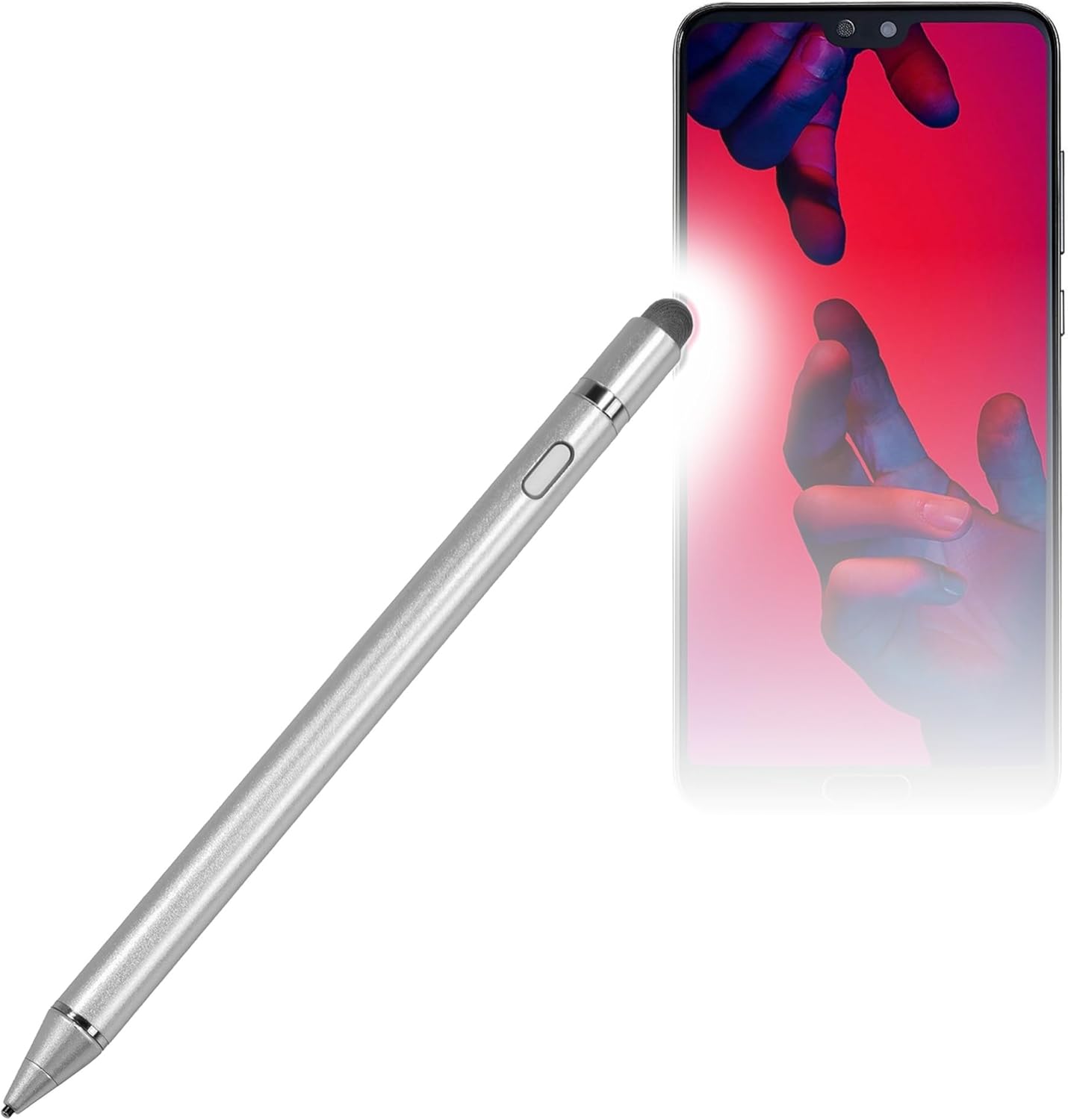 BoxWave Stylus Pen Compatible with Huawei P20 Pro - AccuPoint Active Stylus, Electronic Stylus with Ultra Fine Tip - Metallic Silver