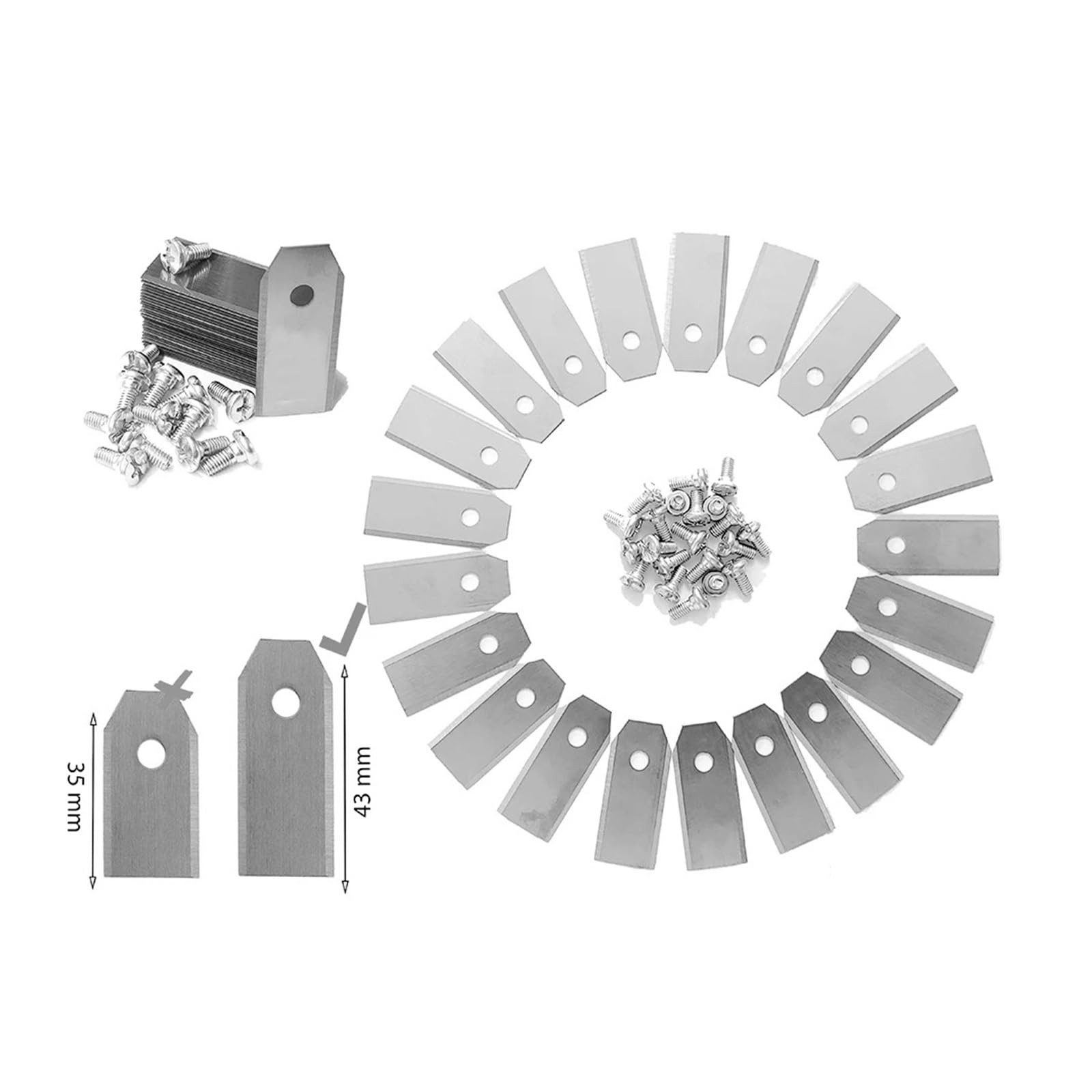 Obtenga Resultados de Corte Rendimiento Duradero con Estas Cuchillas de Acero Inoxidable de 43 mm for cortacéspedes robóticos.(30pcs Sliver)
