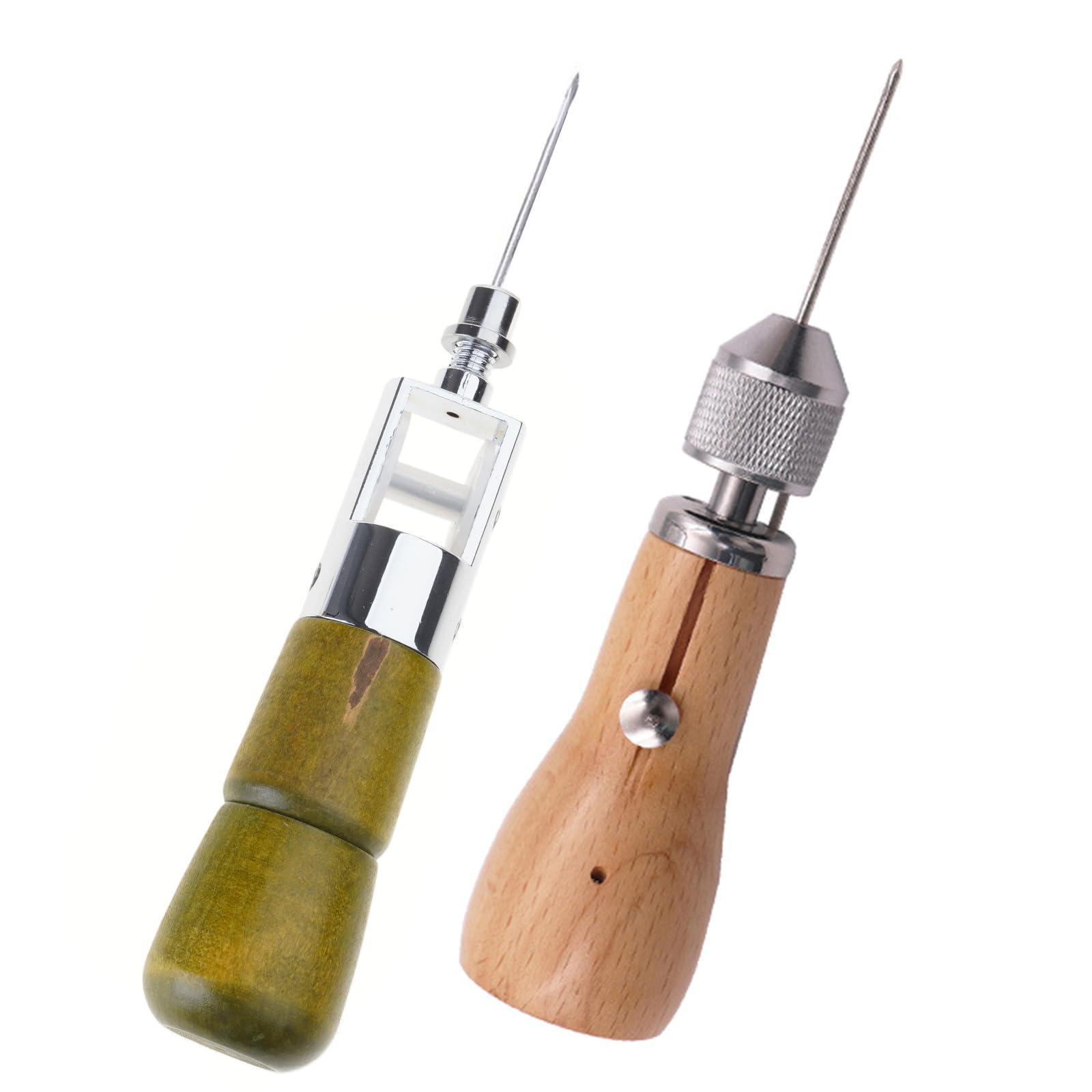 Holzgriff Nähahlen Leder Hand Stitcher Reparaturwerkzeug mit Nadelfaden Schraubendreher