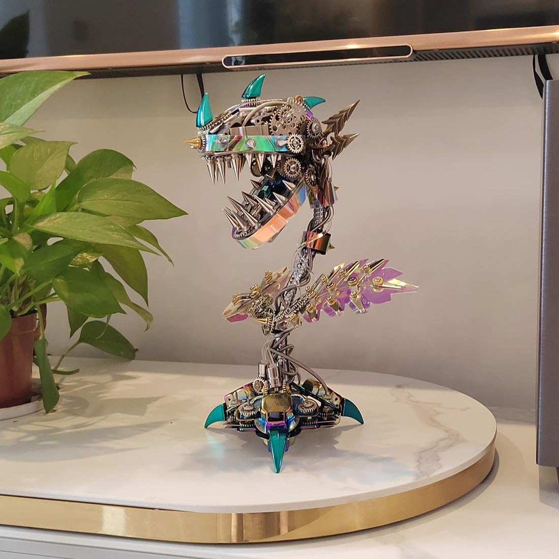 Metalowe puzzle 3D, metalowa mechaniczna pirania, kwiat, DIY, steampunk, biometal, zestaw modelowy ze światłami LED, kreatywna ozdoba na biurko dla entuzjastów sztuki (770 + szt.)