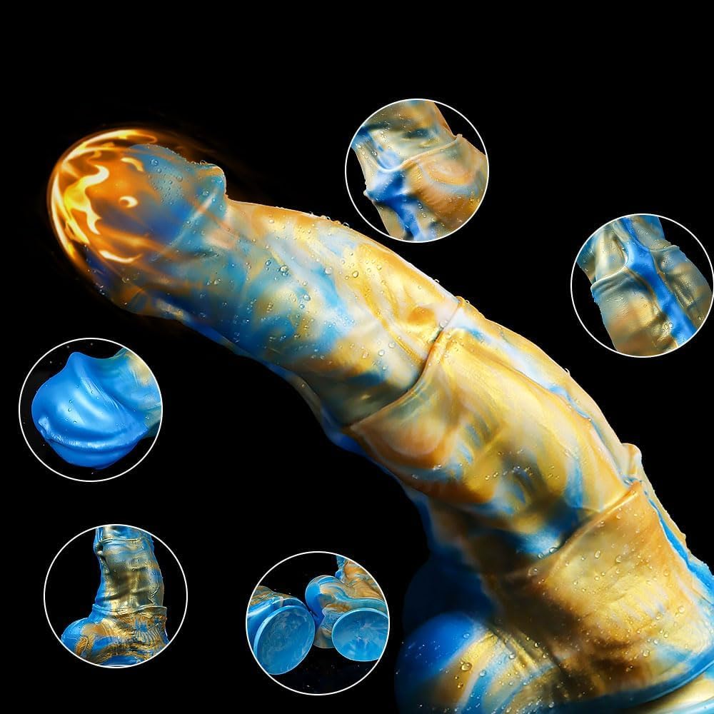 Consolador de caballo: consolador de caballo de silicona realista grande con potente ventosa, pene de caballo de punto G grueso, juguete sexual con tapón anal para mujeres y hombres (D219-XXL)