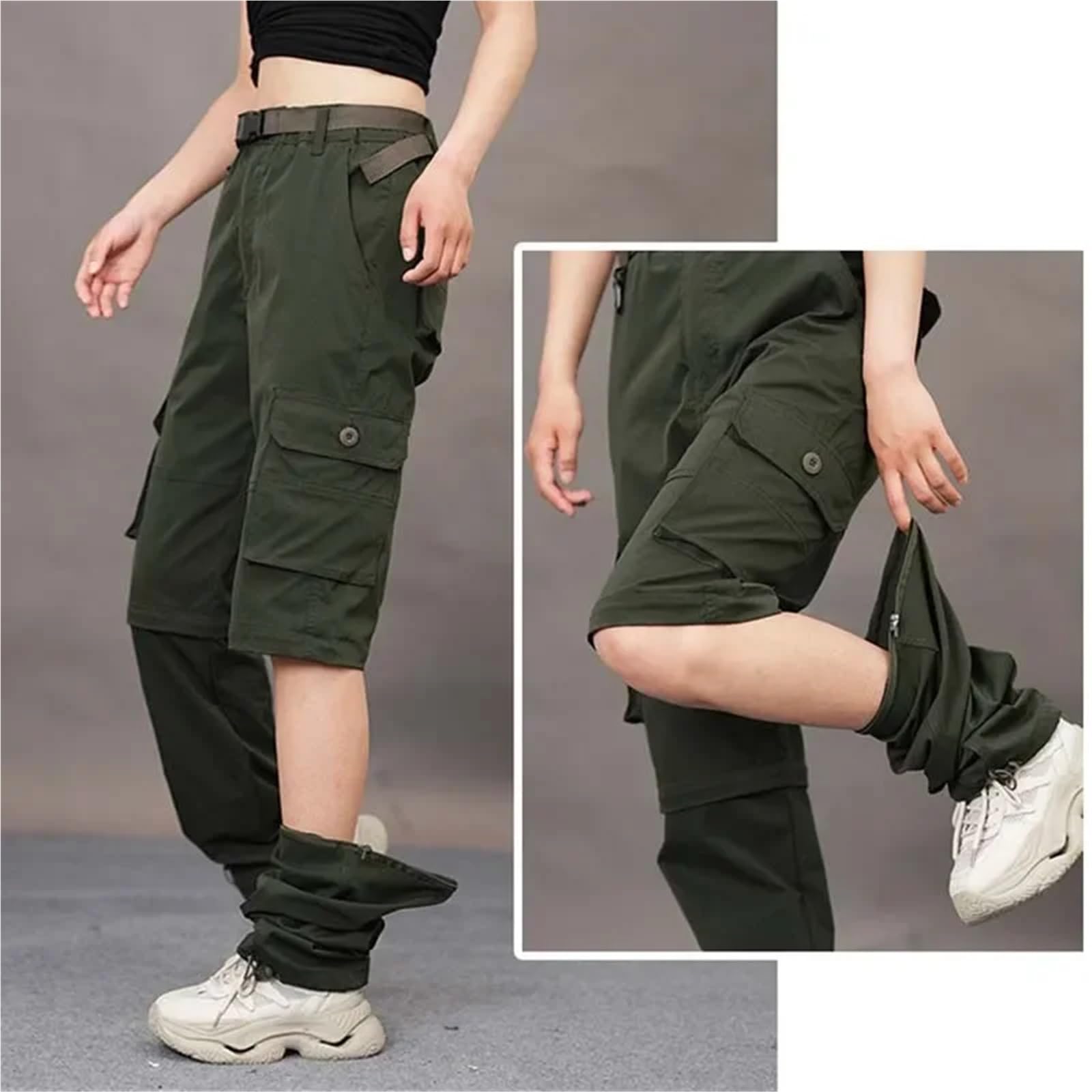 Pantaloni da Trekking Convertibili Uomo, Leggeri e Traspiranti, con Cerniera, for attività all'aperto per Escursionismo, Pesca, Sci E Campeggio