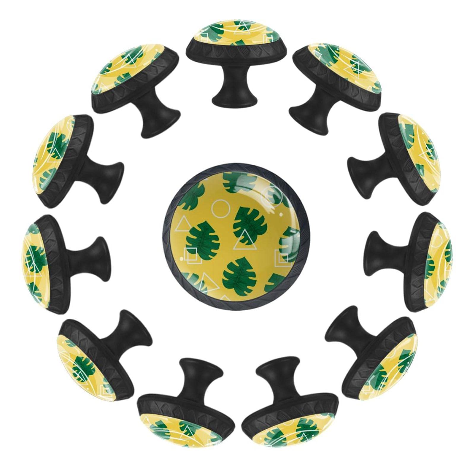 Poignées de tiroir rondes motif palmier géométrique 35mm (lot de 12)