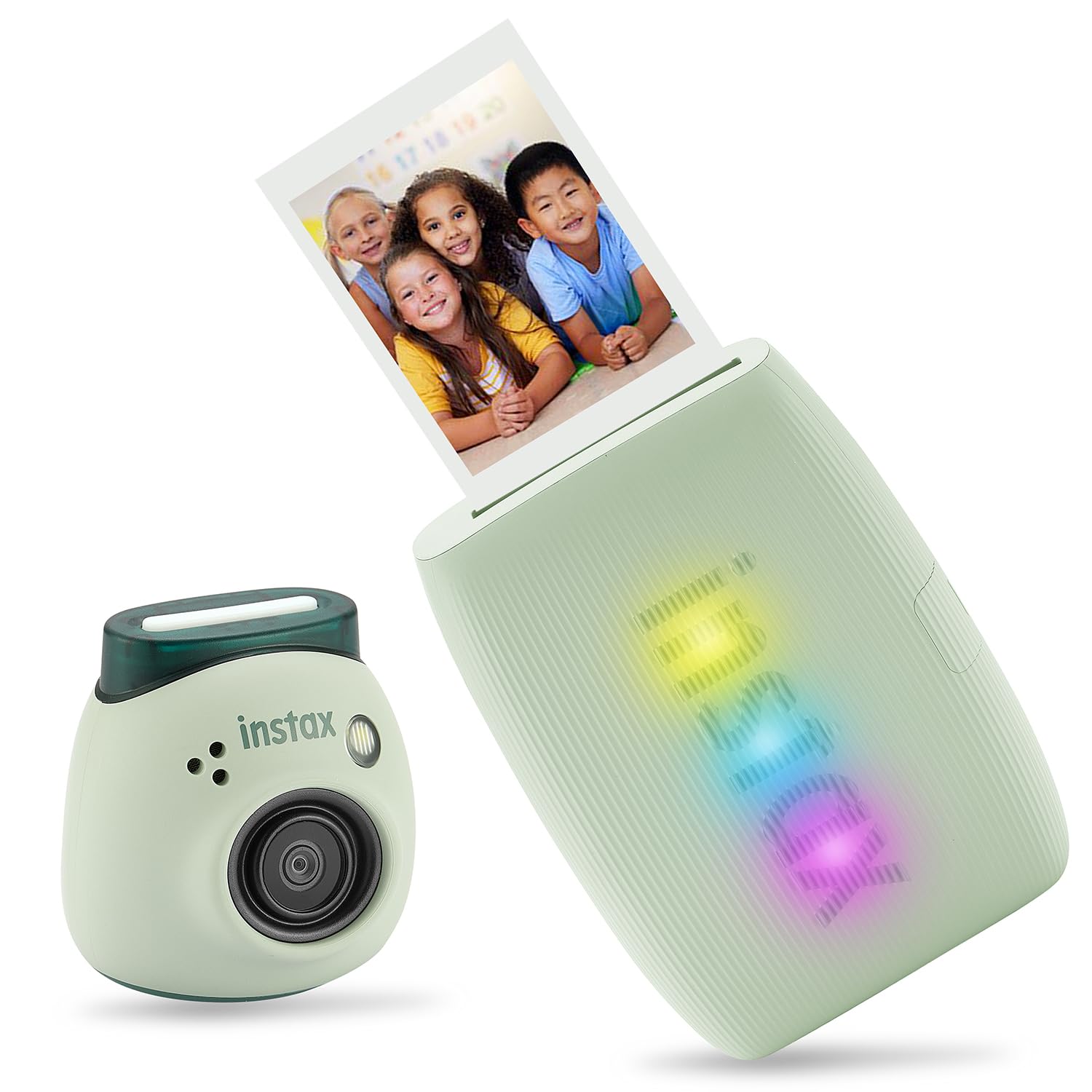 Fujifilm Instax Pal Digital Camera + Link 3 Printer + Printer Case + Grip for Camera (Green)