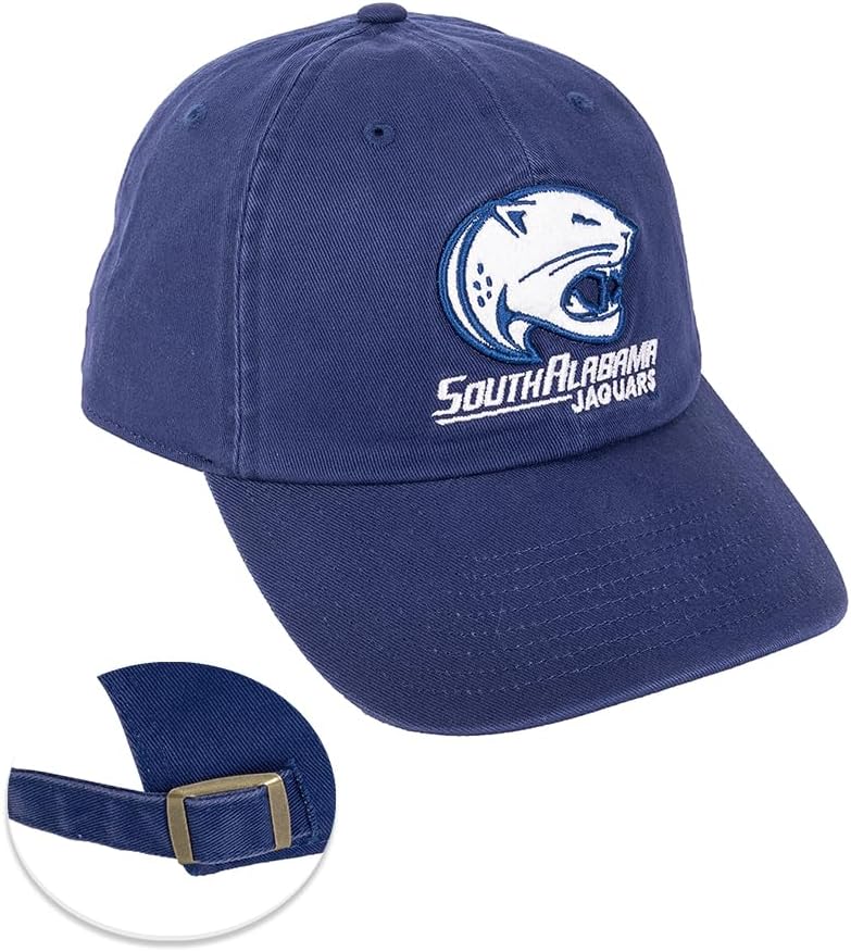Desert Cactus University of South Alabama Baseball Hat USA Jaguars Brimmed Embroidered Hats Cap Adjustable Cloth Strap Adult (Style 2) Blue