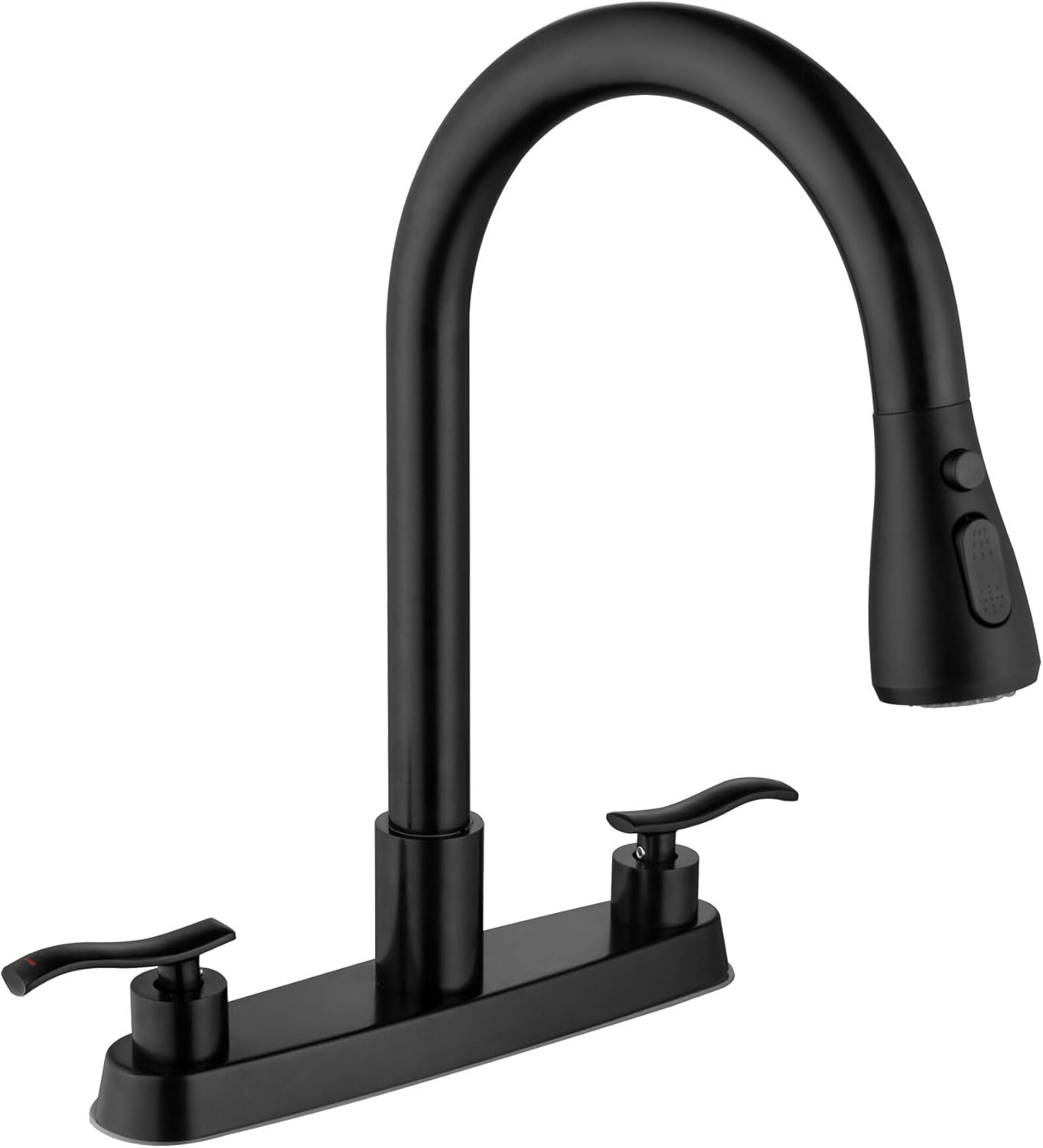 Utility Sink Faucet,Universal Laundry Tub ABS Plastic Faucet with Sprayer,Dual Handle Pull Out Faucet, Black Finish Laundry & Utility Room Sink Faucets,8 Inch Center Set