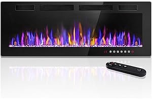 "Electic Fireplace, 50" Recessed and Wall Mounted Electric Fireplace, Ultra-Thin Electric Fireplace Inserts Heater"