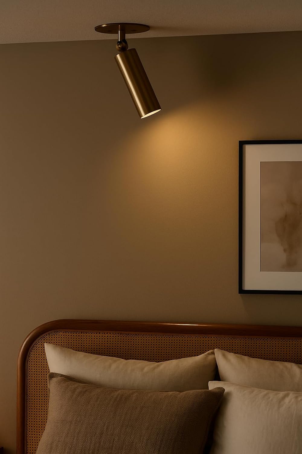 Adjustable Brass Ceiling Spotlight – Modern Rotatable Antique Finish LED Light Fixture for Indoor Accent & Track Lighting – Vintage Minimalist Ceiling Mount Light for Home, Office (Antique Brass)