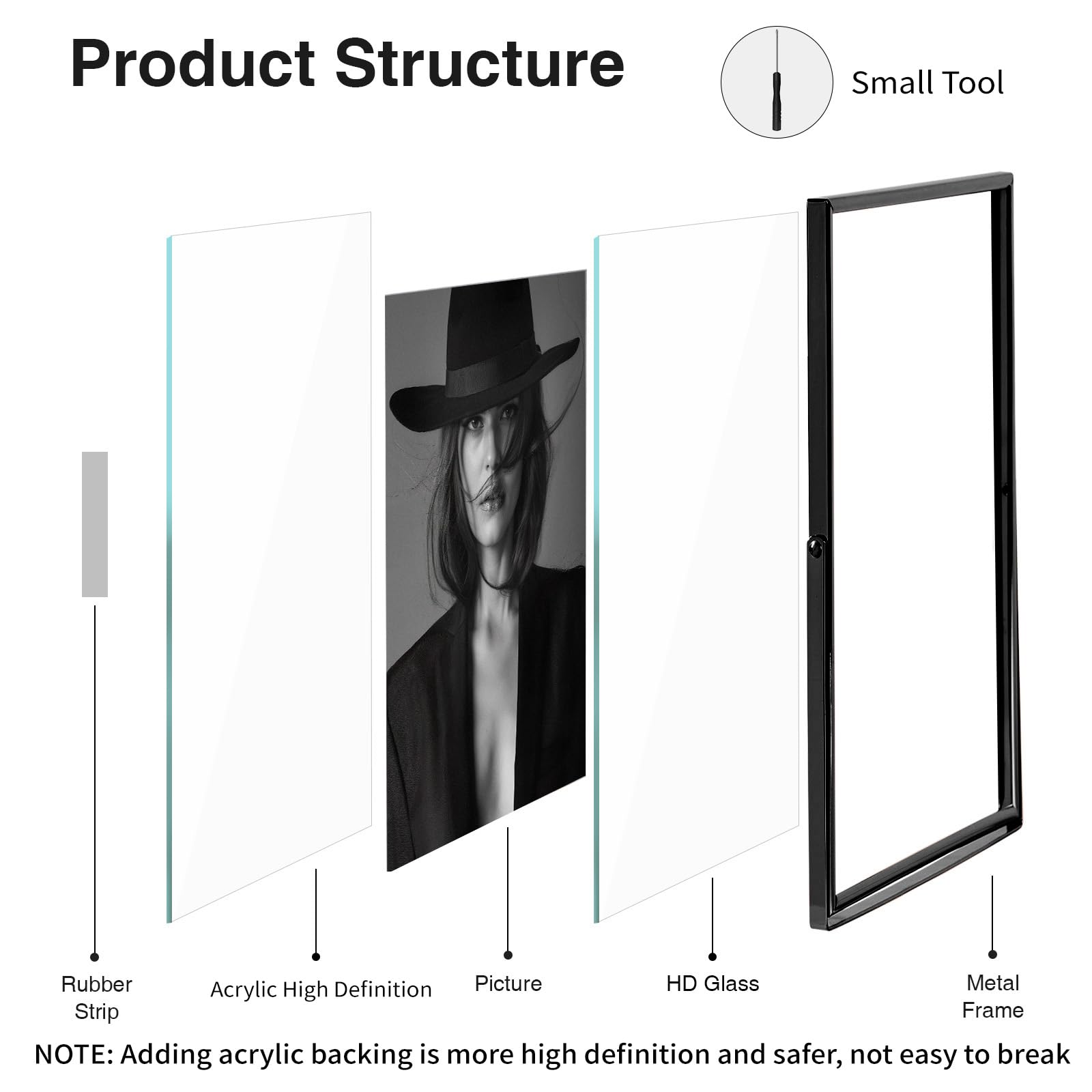 Lot de 2 cadres photo flottants noirs de 12,7 x 17,8 cm, en métal et verre, pour photo de 10,2 x 15,2 cm, 8,9 x 12,7 cm, support mural ou étagère de table, cadeau pour festival, mariage,