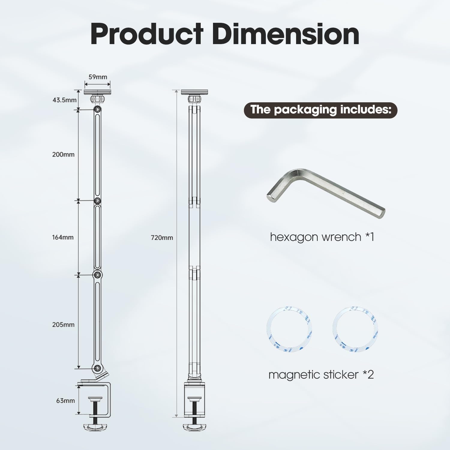 Magnetic Gooseneck Phone Holder for Bed & Desk, Adjustable Arm with Strong Suction Base, Compatible with iPhone 12-15/Magsafe & Android (Includes Metal Ring)