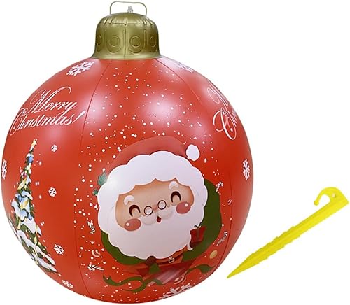1 pieza de adornos inflables gigantes de PVC de 24 pulgadas para exteriores, decoración de bolas de soplado de Navidad grandes para exteriores,