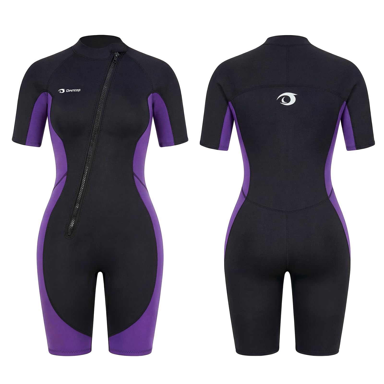 Owntop Muta da donna Shorty 3 mm Neoprene con cerniera frontale per surf nuoto immersioni triathlon